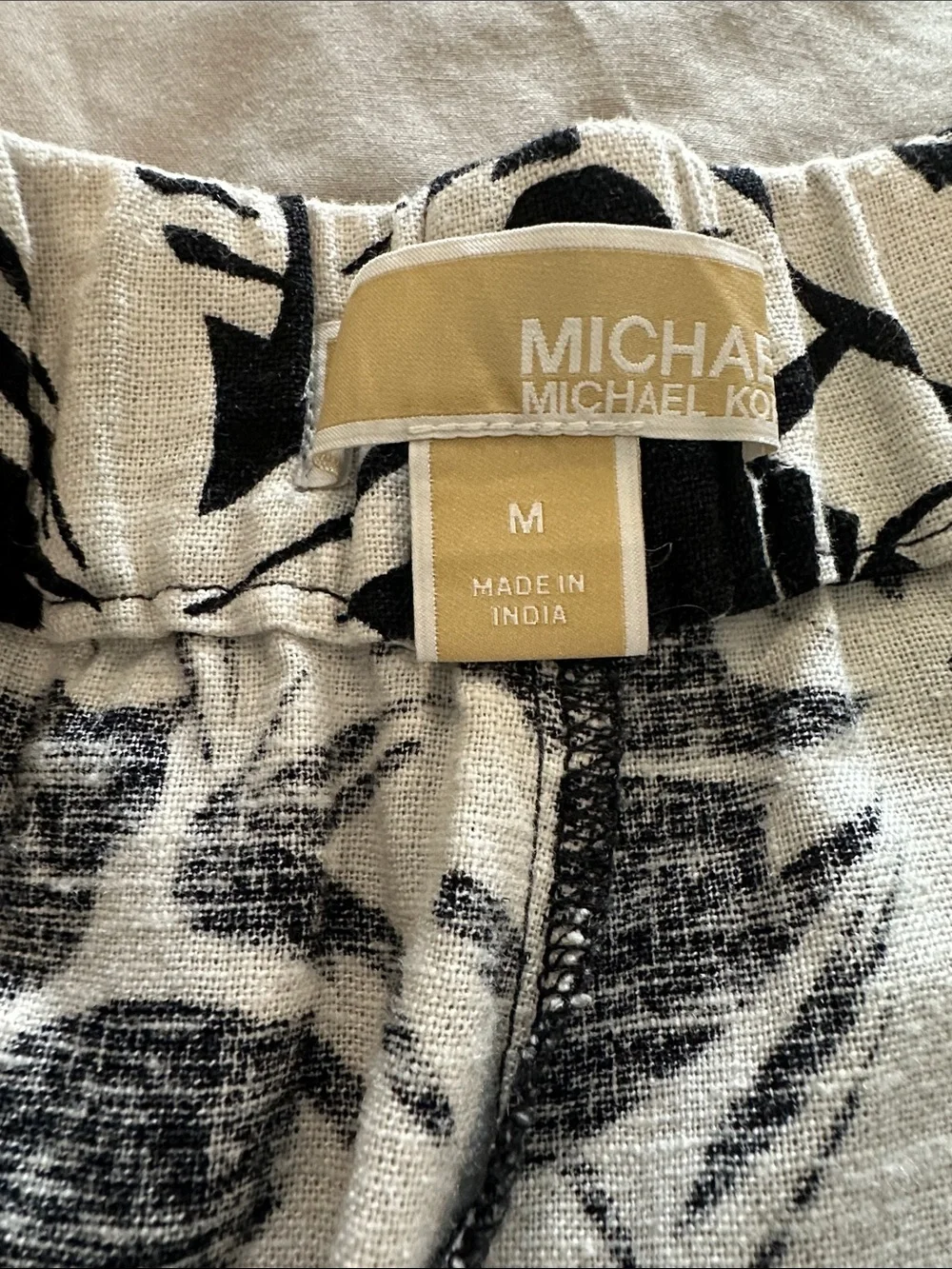 Michael Kors Black & White Floral Leaf Bermuda Shorts